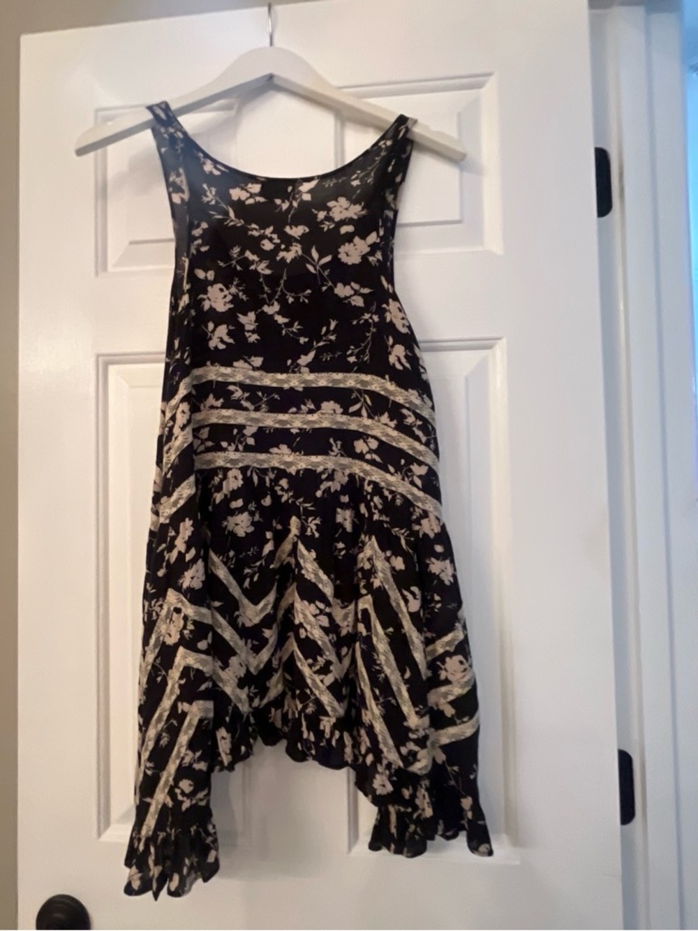 Free People intimately Black and Cream Floral Swing Dress